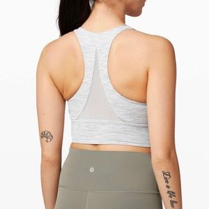 Lululemon Invigorate Bra Long Line Grey Striped Sports Bra Size 2